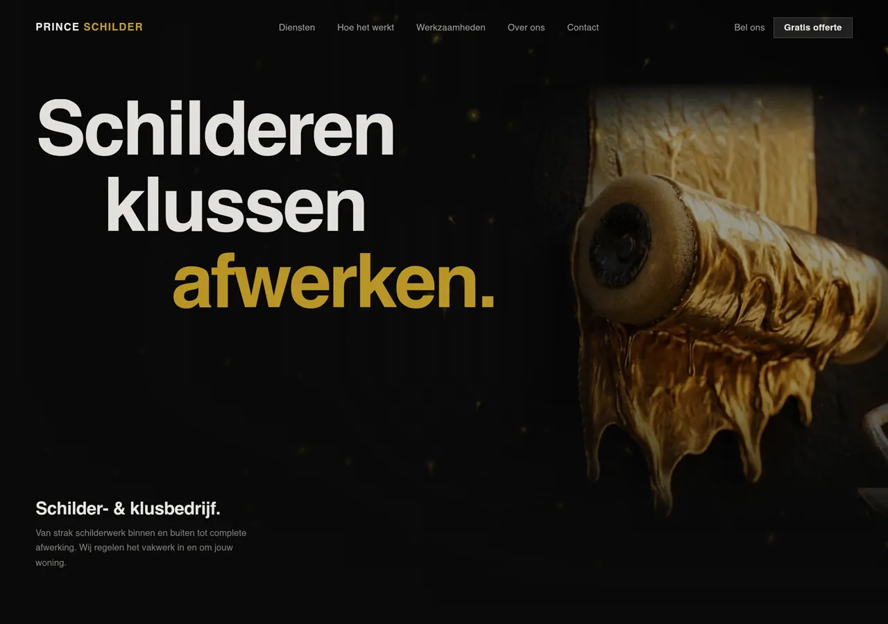 Screenshot van de website Prince Schilder